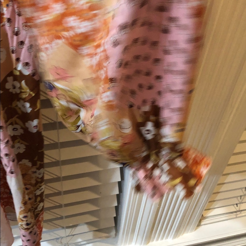 Long Sleeve Patchwork Floral Midi Dress in Pink & Brown - Picture 4 of 7
